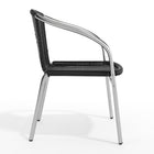 Flash Furniture Commercial Aluminum & Black Rattan Indoor-Outdoor Restaurant Stack Chair-Integrated Arms