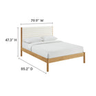 Modway Olea Channel Tufted Boucle Solid Wood King Platform Bed - Feather Oak-Weight Capacity: 500 lb