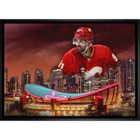 Nazem Kadri Flames Skyline - Framed Canvas - 31" x 22"-Premium canvas print with gallery-wrapped edges