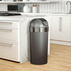 Umbra Venti 16-Gallon (62 L) Trash Can with Swing Top Lid - Pewter-62 Gallon Capacity