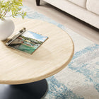 Modway Lippa 36" Round Faux Travertine Coffee Table - Black Travertine-Non-Marking Felt Pad