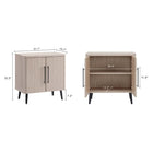 Manhattan Comfort Jodie 31.1" Mid-Century Modern Accent Cabinet - Whitewashed Oak-Manufactured Wood Ribbed Doors with Soft Close Features and Sleek Black Metal Handles