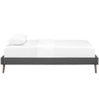 Modway Helen Fabric Twin Bed Frame with Round Splayed Legs - Grey-Ten Wood Support Slats