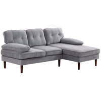 HOMCOM - Canapé en L avec méridienne droite et pieds en bois caoutchouc - gris-Méridienne droite en forme de L adaptée aux coins de la pièce 