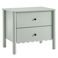 Modway Emmeline Scalloped 2-Drawer Nightstand - Sage-Full-Glide Drawers