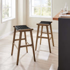 Modway - Saoirse Cuir Tabouret de bar en bois - Noir noyer - Ensemble de 2-Assemblée requise