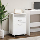 HOMCOM Vertical Filing Cabinet with Drawer Wheels - White-Quality metal plating handles make it easy to open  
