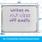 Crestline Products Tableau blanc effaçable à sec avec cadre en aluminium, 24 po x 36 po-5
