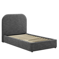 Modway Keynote Upholstered Fabric Curved Twin Platform Bed - Heathered Weave Slate-Twin Size Platform Bed