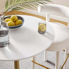 Modway Lippa 28" Round Wood Bar Table - Gold White-Chip-Resistant Metal Pedestal Base