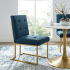 Modway Privy Gold Stainless Steel Upholstered Fabric Dining Accent Chair - Gold/Azure-Biscuit-Tufted Details