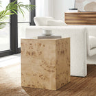 Modway - Cosmos 16 po Carré Table d’appoint en bois de burle - Burl naturel-Placage en MDF et bois de burl Mappa