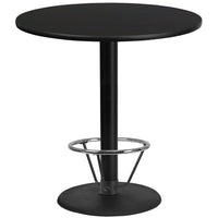 Flash Furniture Dessus de table rond de 42 po en stratifié noir avec base de table de 24 po à hauteur de bar et anneau de pied-Table d'hospitalité à hauteur de bar