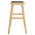 Modway - Saoirse Tabouret de bar en bois de corde tressée - Noir naturel - Ensemble de 2-7