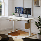 ShoppingAll - Bureau debout électrique réglable en hauteur avec tiroir en verre - Blanc-Confort Assis & Debout: Ce bureau électrique en verre vous permet d’ajuster facilement la hauteur entre 28.3″ et 46.5″ pour alterner entre positions assise et debout. Il dispose de quatre boutons préréglés pour enregistrer vos hauteurs préférées et effectuer des réglages rapides.