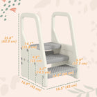 Qaba - Marchepied réglable en hauteur pour tout-petit avec poignée et repose-pieds - Gris-La surface antidérapante et les coussins pour les pieds renforcent la sécurité 