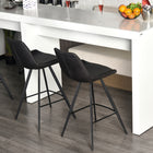 HOMCOM - Tabourets de bar hauteur comptoir en microfibre - noir - paquet de 2-Coussin rembourré et repose-pieds offrent une détente après une longue journée de travail 
