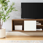 Modway Envision 60" Wall Mount TV Stand - Walnut White-Adjustable Shelf