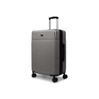 Bugatti Monaco 26.5" Hardside Medium Check-in Luggage - Vegan Leather Trim -  Grey-Made of lightweight and resistant ABS/PC with PU leather trim