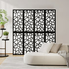 HOMCOM 4 Panel Geometric Pattern Freestanding Room Divider for Bedroom - Black-Overall Dimension: 63" L x 0.7" W x 66.9" H (160 x 1.7 x 170 cm) 
