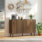 HOMCOM 47.2" L Sideboard Buffet Cabinet with Storage - Brown-Push-to-open doors make easy access and create a handle-free look