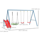 Outsunny - Ensemble de balançoire en métal 4 en 1 avec balançoire soucoupe, toboggan, bleu foncé-Tuyaux métalliques robustes pour une utilisation extérieure durable  