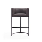 Manhattan Comfort - Cosmopolitan tabouret de bar moderne du milieu du siècle de 23,7 po en similicuir rembourré - galet et noir-Conception ouverte en demi-cercle avec finition arrière serrée