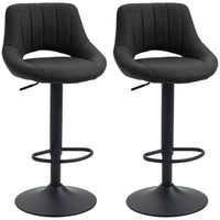 HOMCOM Adjustable Counter Height Swivel Bar Stools - Black - 2 Pack-Packaged in a set of 2, it's excellent for creating a coordinating look in your home
