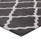 Modway Marja Moroccan Trellis Area Rug - 5 ft W x 8 ft L - Charcoal/Ivory-Gripping Jute Fabric Underside