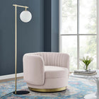 Modway Embrace Tufted Performance Velvet Swivel Chair - Gold Pink-Performance Velvet Upholstery