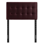 Modway Lily Stain-Resistant Performance Velvet Twin Size Headboard - Mulberry-Five Mounting Positions
