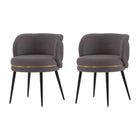 Manhattan Comfort - Lot de 2 chaises de salle à manger modernes Kaya 58 cm, revêtement en velours gris-Chaise de salle à manger moderne pour salle à manger et usage de chaise de travail