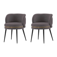 Manhattan Comfort - Lot de 2 chaises de salle à manger modernes Kaya 58 cm, revêtement en velours gris-Chaise de salle à manger moderne pour salle à manger et usage de chaise de travail