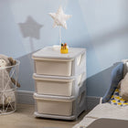 Qaba - Organiseur de jouets pour enfants à 3 niveaux avec 3 bacs de rangement en plastique - Blanc crème-Facile à ouvrir et à fermer, ce qui le rend adapté à votre chéri 