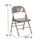 Flash Furniture – Chaise pliante en métal Hercules avec tissu, 4 charnières et 3 renforts, beige, paq./4-Patins glisseurs non marquantes