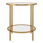 Hudson&Canal - Table d'appoint ron Sivil 50 cm de large avec étagère en verre - Laiton-Le plateau de la table a une capacité de poids de 20 lb tandis que l'étagère inférieure peut supporter 10 lb