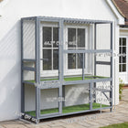 PawHut Catio Outdoor Cat Enclosure - 77" H - Wooden with Roof-Two large doors make cleaning and access easy
