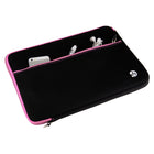 Vangoddy - Housse de protection en néoprène pour ordinateur portable 12" avec poche supplémentaire - Noir/Rose-Poche avant zippée pratique pour accessoires comme chargeurs souris ou stylos