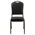 Flash Furniture HERCULES Series Crown Back Stacking Banquet Chair in Black Vinyl - Gold Vein Frame-Multipurpose Banquet Chair