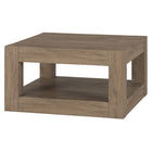 Hudson&Canal - Table basse carrée Hughes de 81 cm de largeur, , en chêne gris vieilli-Le plateau de table et l'étagère inférieure ont chacun une capacité de poids de 50 lb