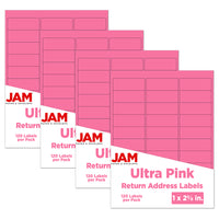 JAM Paper Mailing Address Labels - 1 x 2 5/8 - Ultra Pink - 4 sets of 120-3.2 ounce