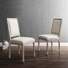 Modway Court Upholstered Fabric Dining Side Chair - Beige - 2 Pack-Polyester Fabric Upholstery