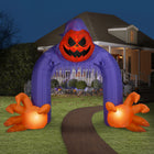 GEMMY - Arche gonflable d'Halloween en forme de citrouille avec lumières tourbillonnantes-Comprend des piquets et des attaches