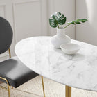 Modway Lippa 48" Oval Faux Marble Dining Table - Gold White-Seats 4