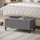 HOMCOM Rectangular Tufted Linen Storage Ottoman Bench with Flip Top - Grey-High-density sponge and premium linen leather cover gives it extra soft and comfortable for sitting