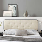 Modway Collins Tufted Fabric and Wood Full Headboard - Black Beige-Interchangeable Bed Frame Options