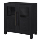 Hudson&Canal Holbrook 28"W Accent Cabinet - Black Grain-Top weight capacity is 45 lbs, middle shelf can support 30 lbs, while lower shelf hold 45 lbs