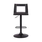 Armen Living - Milan Tabouret de Bar Pivotant à Hauteur Réglable en Similicuir Noir et Bois Noir avec Base Noire-48,3 cm L x 43,2 cm l x 83,8 – 106,7 cm H