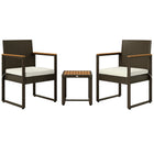 Outsunny - ensemble de mobilier de patio en osier 3 pièces - blanc-2 fauteuils et une table basse améliorent les moments de détente 
