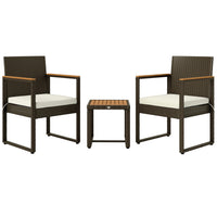 Outsunny - ensemble de mobilier de patio en osier 3 pièces - blanc-2 fauteuils et une table basse améliorent les moments de détente 
